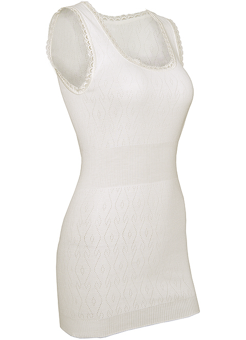 White Swan Long Built Up Shoulder Thermal Vest